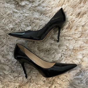 Jimmy Choo Pointy Toe Black Patent Leather Pumps Size 37 1/2
